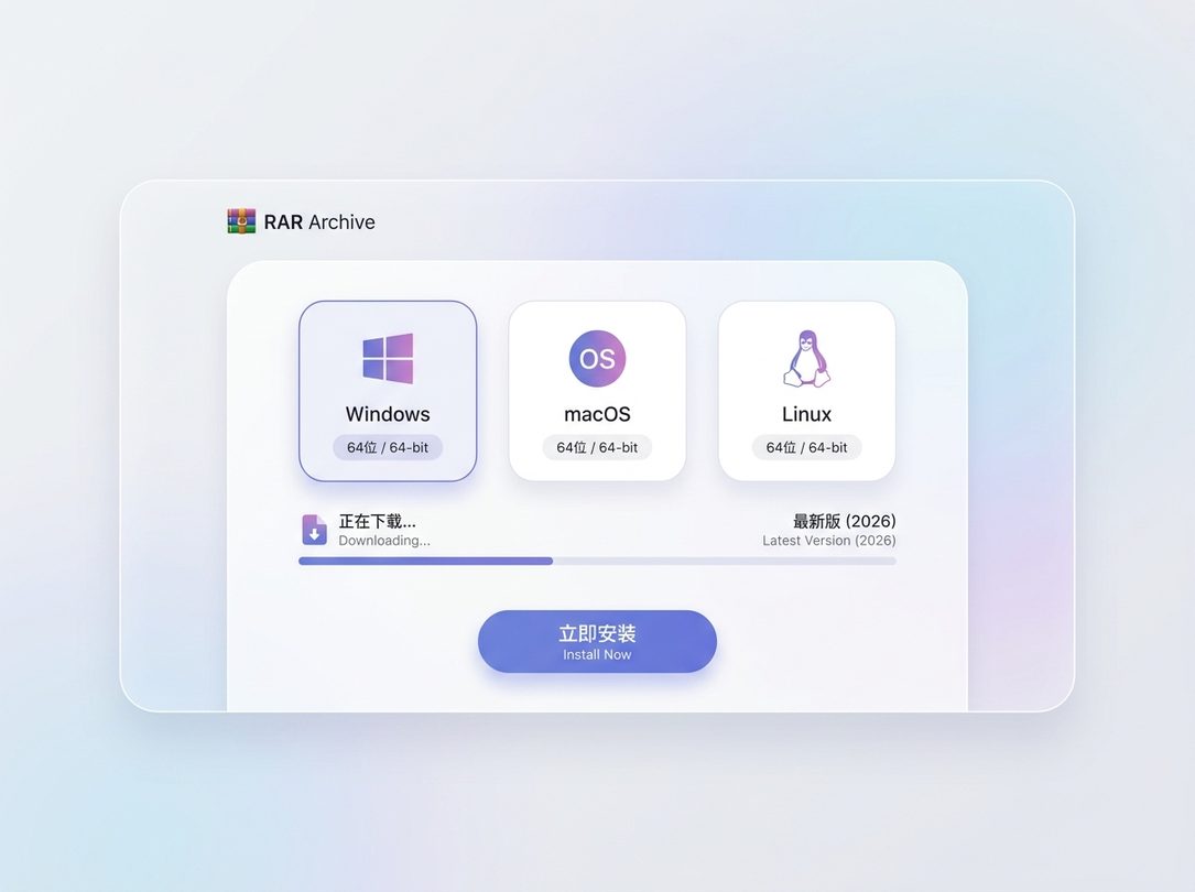 RAR多平台下载卡片界面图